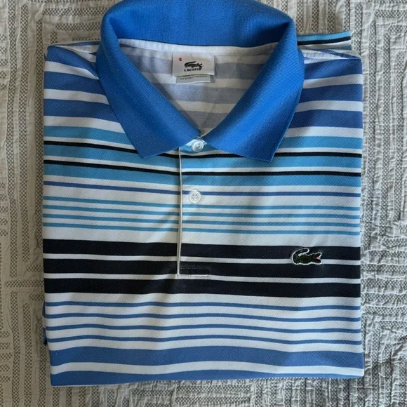 Vintage Lacoste Blue Striped Polo Shirt - Picture 2 of 12